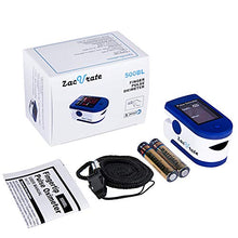 Load image into Gallery viewer, Zacurate Fingertip Pulse Oximeter Blood Oxygen Saturation Monitor with Batteries and Lanyard Included (Sapphire Blue)
