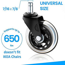 Load image into Gallery viewer, Office chair wheels replacement rubber chair casters for hardwood floors and carpet, set of 5, heavy duty office chair ball casters for chairs to replace office chair mats - Fits 98%
