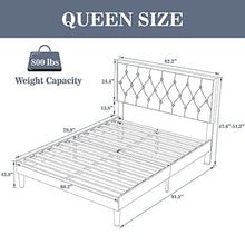 Load image into Gallery viewer, Allewie Queen Size Button Tufted Platform Bed Frame / Fabric Upholstered Bed Frame with Adjustable Headboard / Wood Slat Support / Mattress Foundation / Dark Grey (Queen)

