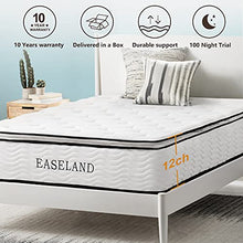 Load image into Gallery viewer, EASELAND King Size Mattress - 12 inch Bamboo Pillow Top Hybrid Mattress, Innerspring &amp; Gel Memory Foam Mattress in a Box - Individually Encased Pocket Coils for Supportive &amp; Pressure Relief
