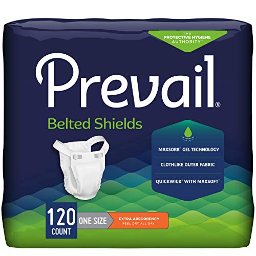 Prevail Incontinence Belted Shields, Extra Absorbency, 120 Count