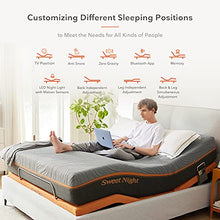Load image into Gallery viewer, Full Size Adjustable Bed Frame, Sweetnight Tranquil Adjustable Base with Bluetooth Wireless Syncing, Under Bed Light with Motion Sensor, Comfort Customise Positions, Dual USB Ports, Upholstered
