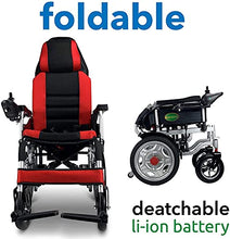 Load image into Gallery viewer, 2021 Reclining Ultra Lightweight 18&quot; Wide Seat, Foldable Motorized Electric Power Wheelchair Travel Safe Heavy-Duty Wheelchair (18&quot; Seat Width) (RED)
