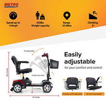 Load image into Gallery viewer, Metro Mobility Folding Mobility Scooter for Seniors Adults 4 Wheel Automatic Electric Compact for Travel with 9&quot; Big Pneumatic Tires Patriot Red
