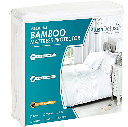 PlushDeluxe Premium Bamboo Mattress Protector – Waterproof, & Ultra Soft Breathable Bed Mattress Cover for Maximum Comfort & Protection - (King Size)