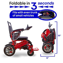 Load image into Gallery viewer, ActiWe Electric Wheelchairs for Adults – Lightweight Portable Folding Motorized Wheelchair w/ Remote Control – All Terrain Long Range Foldable Power Wheel Chair for Transport and Mobility (Red Frame)
