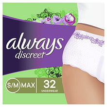 Load image into Gallery viewer, Always Discreet Incontinence &amp; Postpartum Incontinence Underwear for Women, Small/Medium, Maximum Protection, 32 Count
