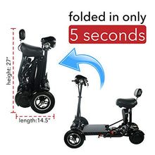 Load image into Gallery viewer, Foldable Lightweight Li-on Battery Power Mobility Scooters Easy Travel Electric Wheelchair Multi Terrain Scooter for Adults with Child Seat (Dark Black)
