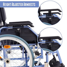 Load image into Gallery viewer, Medwarm Aluminum Multifuctional Manual Wheelchair with Flip Back Armrests, Swing Away Footrests and 24 Inch Rear Wheels, Blue

