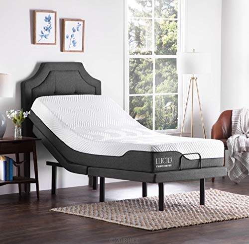 LUCID L300 Adjustable Bed Base with LUCID 10 Inch Memory Foam Hybrid Mattress - Twin XL