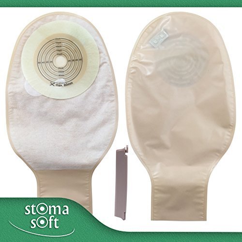 Stoma Soft One Piece Drainable Ostomy Colostomy Ileostomy Pouch 60mm Cut Size Reusable Disposable (Bolsas de Colostomia) (1 Box, 20 Pieces)