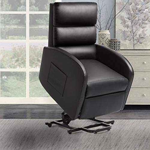 Pawnova Huge Thick Padded Seat Electric Power Lift Safety Device and Massage Function, PU Leather Living Room Single Sofa, Home Leisure Recliner Chair for Elderly People, 29.50