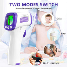 Load image into Gallery viewer, Infrared Forehead Thermometer for Adults, Non Contact Touchless Digital Temporal Thermometers for Baby Kids with Fever Alarm, LCD Screen and Temperature Data Memory (NO Battery Included)
