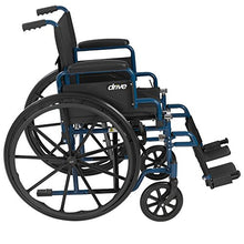 Load image into Gallery viewer, Drive Medical Blue Streak Wheelchair with Flip Back Desk Arms, Swing Away Footrests, 18 Inch Seat
