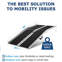 Load image into Gallery viewer, ZENACASA - Wheelchair Ramp 4 feet - Wheelchair Ramps for Home, Threshold &amp; Wheelchair Ramps, Electric Wheelchair, Scooter Ramp - Portable Ramp, Aluminum Ramp with Non-Slip Back
