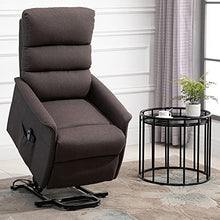 Load image into Gallery viewer, HOMCOM Power Lift Assist Recliner Chair for Elderly with Remote Control, Linen Fabric Upholstery, Brown
