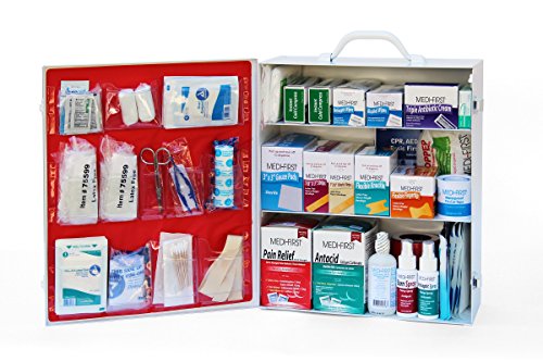 MEDIQUE 3-Shelf First Aid Kit, Side-Open First Aid Cabinet w/Alcohol Wipes