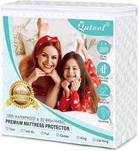 Load image into Gallery viewer, Waterproof Bamboo Mattress Protector King Size Mattress Pad Cover Cooling Mattress Protector Bed Mattress Cover Fitted 8&quot;-21&quot; Deep Pocket 3D Air Fabric Ultra Soft Breathable Noiseless Vinyl-Free
