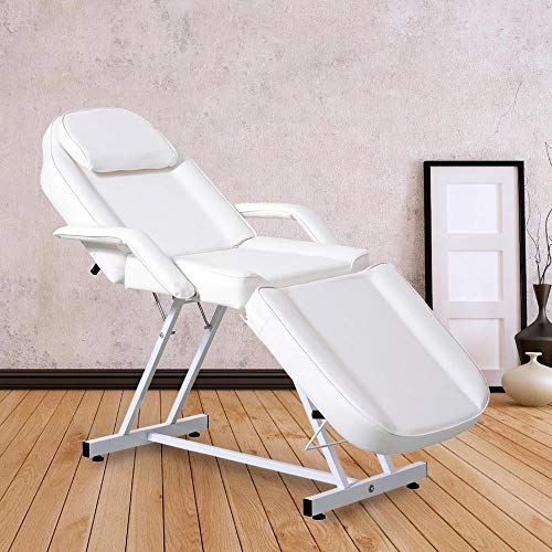 Paddie Facial Table Tattoo Chair Massage Bed Adjustable Professional for Esthetician Salon Beauty Spa Lash Microblading, White