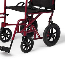 Load image into Gallery viewer, Medline Lightweight Transport Wheelchair with Handbrakes, Folding Transport Chair for Adults, 12 inch Wheels, Red
