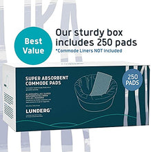 Load image into Gallery viewer, Lunderg Super Absorbent Commode Pads - Medical Grade Value Pack 250 Count - for Bedside Commode Liners Disposable, Adult Commode Chair, Portable Toilet Bags or Camping - Make Life so Much Easier
