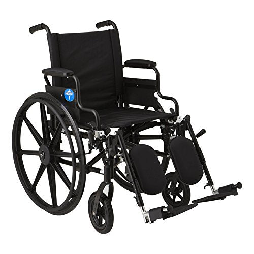 Medline Premium Ultra-Lightweight Wheelchair with Flip-Back Desk Arms and Elevating Leg Rests for Extra Comfort, Black, 18 x 16 Inch Seat