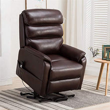 Load image into Gallery viewer, Irene House Dual OKIN Motor Lift Chair Recliners for Elderly Infinite Position Lay Flat Recliner Up to 300 LBS Soft Leather Electric Power Lift Recliner Chair Sofa with Side Pocket (Brown Leather)
