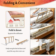 Load image into Gallery viewer, Bed Rails Safety Assist Handle Bed Railing for Elderly Seniors Adults Guard Rail Folding Hospital Bedside Grab Bar Bumper Handicap Medical Stand Cane Assistance Devices (Wooden Grain)
