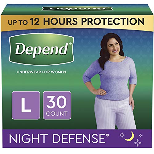Depend Night Defense Incontinence Overnight Underwear for Women, 30 bedtime pants, Large