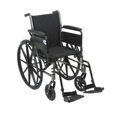 Load image into Gallery viewer, Drive Medical Cruiser III Light Weight Wheelchair with Various Flip Back Arm Styles and Front Rigging Options, Flip Back Removable Full Arms/Swing away Footrests, Black, 20 Inch
