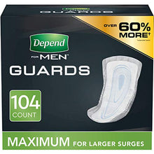 Load image into Gallery viewer, Depend Incontinence Guards/Bladder Control Pads for Men, Maximum Absorbency, 104 Count (2 Packs of 52) (Packaging May Vary)
