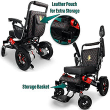 Load image into Gallery viewer, MALISA Electric Wheelchair for Adults, Folding All Terrain Lightweight Wheelchairs, Remote Control Power Motorized Electric Wheel Chair, Special Edition Comfortable Mobility Aid (Black Leather)
