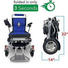 Load image into Gallery viewer, Foldable All Terrain Electric Wheelchair - Airline Approved Portable Compact Motorized Wheelchair 500W Powerful Motors Lightweight Mobility Aid Power Wheelchairs (20&quot; Wide Seat) (Blue, Silver Frame)
