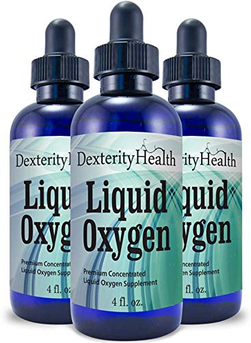 Dexterity Health Liquid Oxygen Drops, 3-Pack of 4 oz. Dropper-Top Bottles, Vegan, All-Natural, Safe and Sterile, Proprietary Blend of Oxygen-Rich Compounds,