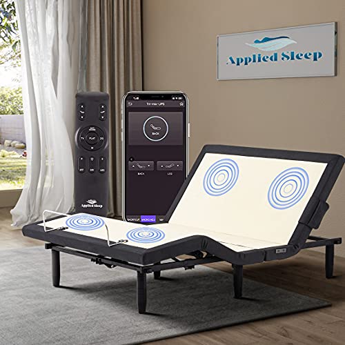 Pro Full Adjustable Bed Frame, Applied Sleep Adjustable Base with 4 Modes Back&Leg Massage /Wireless Remote&Bluetooth APP Sync/Under Lighting/ Charging Port/Head&Foot Incline/Anti Snore/Easy Assembly