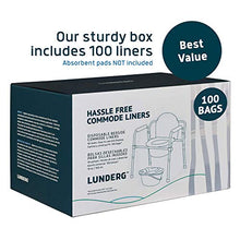 Load image into Gallery viewer, Lunderg Commode Liners - Value Pack 100 Count Universal Fit - Medical Grade Bedside Commode Liners Disposable for Adult Commode Chair, Portable Toilet Bags or Camping Toilet Bags
