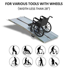 Load image into Gallery viewer, HOMCOM Textured Aluminum Folding Wheelchair Ramp, Portable Threshold Ramp 6&#39;, for Scooter Steps Home Stairs Doorways
