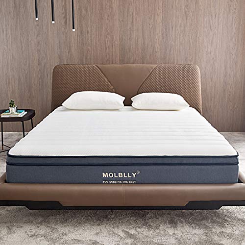 Molblly 12 inch King Mattress Individually Wrapped Coils Innerspring Mattress, Pocket Spring Hybrid Mattresses with CertiPUR-US Certified Foam King Size Mattress