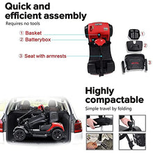 Load image into Gallery viewer, Long Range Foldable 4 Wheels Mobility Scooter (Featured Offer), Electric Powered Wheelchair Device Compact Heavy Duty for Elderly, Senior, Aged, Adults Power Extended Battery with Charger Basket - Red

