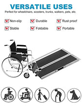 Load image into Gallery viewer, MOTORBEL 3FT Non-Skid Wheelchair Ramp, 800 lbs Weight Capacity, Portable Folding Aluminum Ramp, for Wheelchairs, Home, Steps, Stairs, Doorways, Scooter
