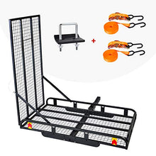 Load image into Gallery viewer, AA Products Hitch Mount Steel Cargo Carrier Basket with 49&#39;&#39; Folding Wheelchair Ramp, Fits 2&#39;&#39; Trailer Mounted Hitches
