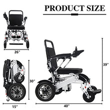 Load image into Gallery viewer, 2021 Folding Electric Powered Wheelchair Lightweight Portable Smart Chair Personal Mobility Scooter Wheelchair - Weighs only 58 lbs with Battery - Supports 400 lb (Silver)
