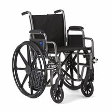 Load image into Gallery viewer, Medline Strong and Sturdy Wheelchair with Desk-Length Arms and Swing-Away Leg Rests for Easy Transfers, 20” Seat
