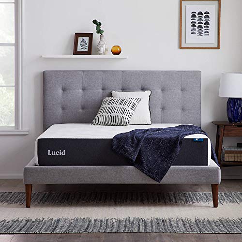 LUCID 10 Inch Memory Foam Firm Feel – Gel Infusion – Hypoallergenic Bamboo Charcoal – Breathable Cover Bed Mattress Conventional, King