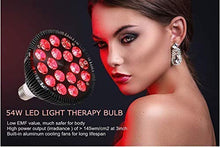 Load image into Gallery viewer, Red Light Therapy lamp 54 W 18 LED with Light Socket, Combo Deep Red 660 and Near Infrared 850nm Bulbs for Skin, Pain Relief, and Blood Circulation Improvement
