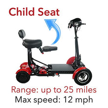 Load image into Gallery viewer, Foldable Lightweight Li-on Battery Power Mobility Scooters Easy Travel Electric Wheelchair Multi Terrain Scooter for Adults with Child Seat (Cherry Red)

