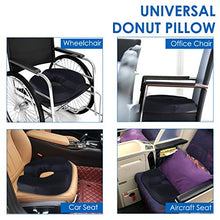 Load image into Gallery viewer, Donut Pillow for Tailbone Pain Cool Gel Donut Seat Cushion Doughnut Pillow Donut Pillow for Hemorrhoids Postpartum Pregnancy Donut Cushion for Women Men Hemmoroid Cushion Donut Memory Foam for Sitting
