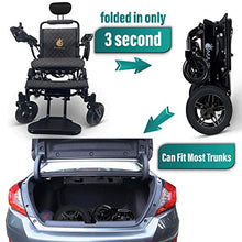 Load image into Gallery viewer, MALISA Electric Wheelchair for Adults, Portable All Terrain Lightweight Wheelchairs, Foldable Motorized Power Wheel Chair, Remote Control Leather Wheelchair (17.5&quot; Seat) (Black, Black Frame)
