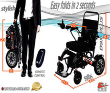 Load image into Gallery viewer, 5 Colors ONE Click Automatic Folding Lightweight Best Exclusive Motorized Electric Wheelchair Scooter, Airplane Travel Safe, Heavy-Duty Power Electric Wheelchair (21.5&#39;&#39; seat Width) (Black Automatic)
