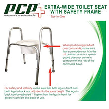Load image into Gallery viewer, PCP Extra-Wide Raised Toilet Seat and Safety Frame, Two-in-One, Adjustable Height, Elevated Lift Bowl, Wide, Silver Frost
